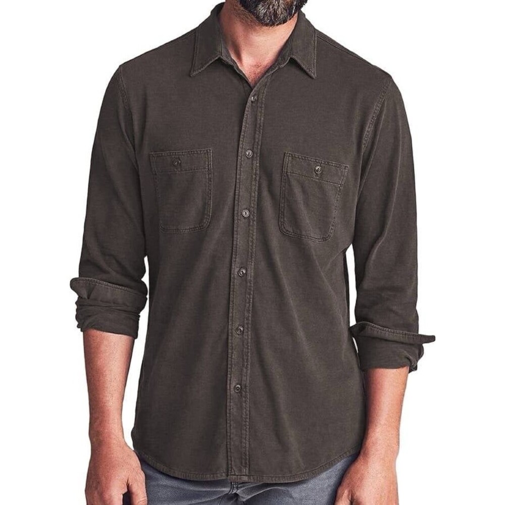 Fahety men’s Knit Seasons Organic Cotton Button-Up Shirt XXL